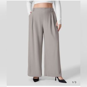 Halara High Waisted Plicated Side Pocket Wide Leg Waffle Work Plus Size Pants